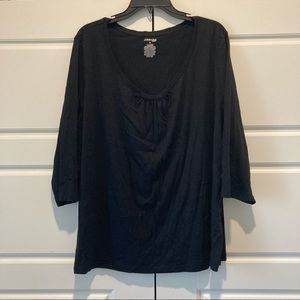 St. John’s Bay Crop Black 3/4 Sleeve Top Size 3X
